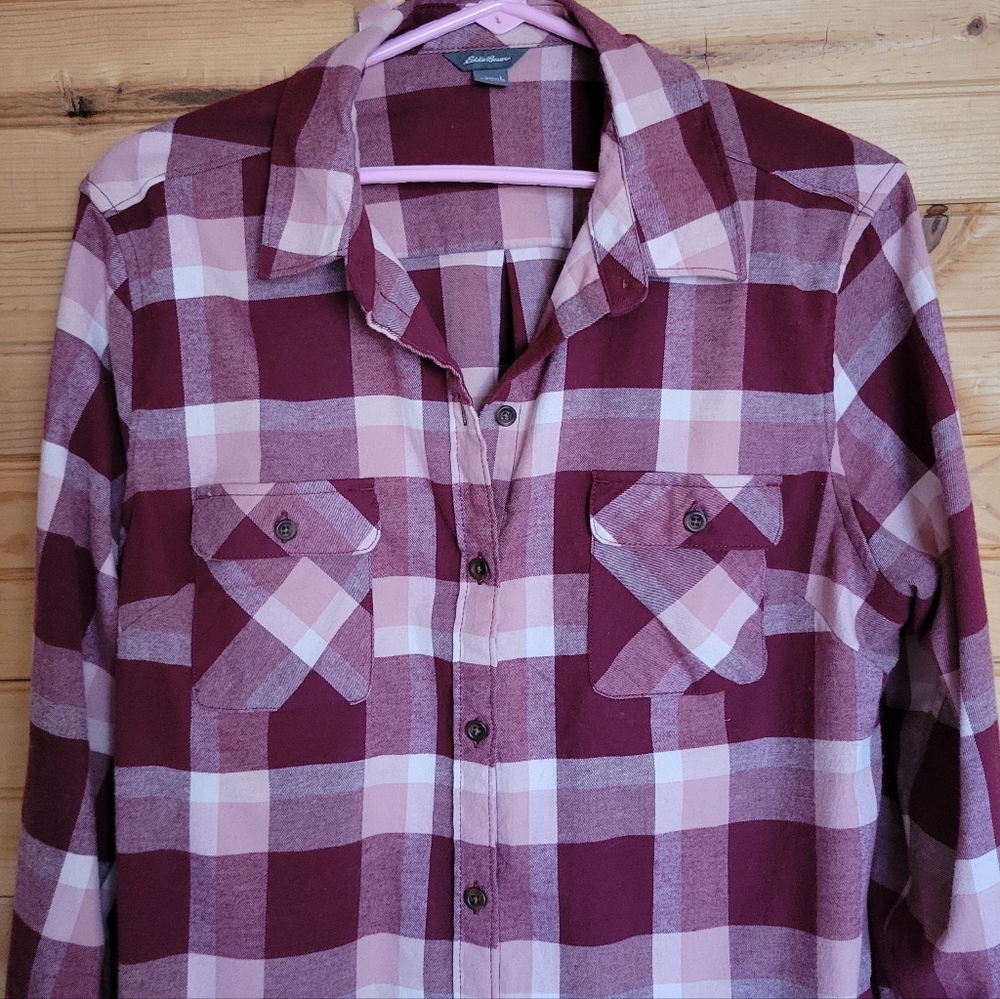 Eddie Bauer Womens Plaid Button-Down long-sleeve Shirt, Size L - Picture 6 of 7